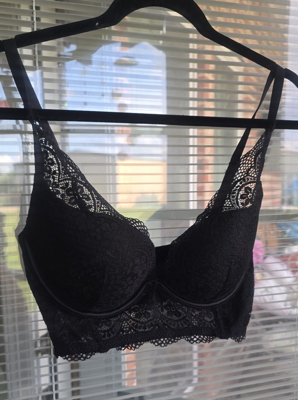 Ambrielle Black Lace Bralette with Sheer Trim